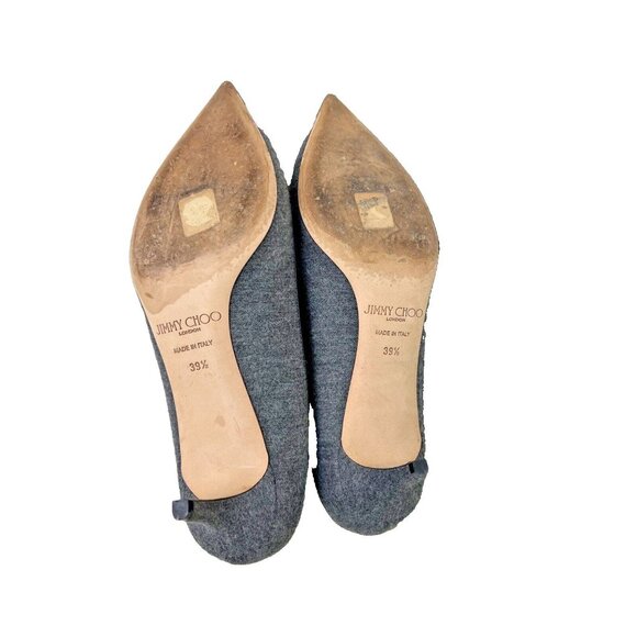 Jimmy Choo Women’s Gray Flannel Kitten Heel Shoes Size 39 1/2/9.5 US - Picture 8 of 13